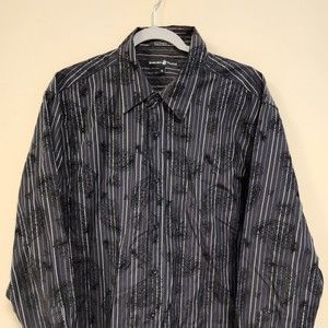 Beverly Hills Polo Club Shirt Men XL Black Solid Button Down Full Sleeve